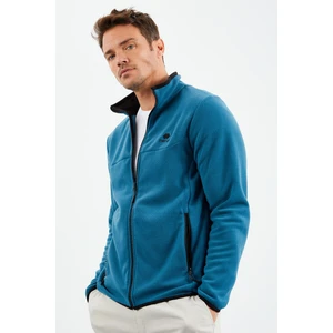 Zümrüt Yazı Nakışlı Dik Yaka Fermuarlı Standart Kalıp Erkek Sweatshirt Polar - 87992