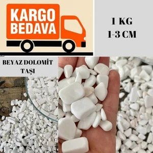 Beyaz Dolomit Taş 2 kg 1-3 cm Akvaryum Taşı Süs Taşları Dere Taşı Bahçe Saksı Dekor Taş