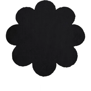 Balat Halı Dekoratif Siyah Kaymaz Taban Peluş Papatya Halı