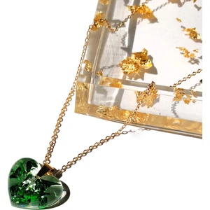 Varak Parçacıklı Epoksi Kalp Kolye