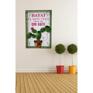 Nt Handmade 3 Boyutlu Ahşap Tablo - Hayat Bir Kaktüs Gibidir Salon Oturma Odası Yatak Odası Mutfak Için 3D Görünümlü Mdf Duvar Dekoru 20 x 30 cm