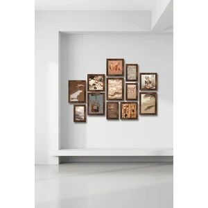 12 Parça Ahşap Tablo Seti  Deniz ve Yapraklar Salon Otuma Odası Yatak Odası Için Mdf Duvar Dekoru 75 x 55 cm