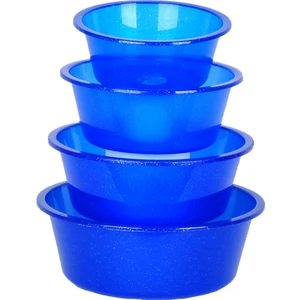 Simli 4'lü Badya, Renkli Badya Set, Bulaşık Leğeni, Mavi