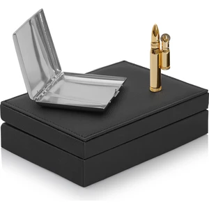 Mermi Çakmak ve Metal Sigara Tabakası Set