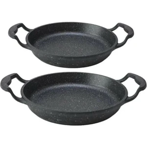 2'li Gri Oval Döküm Sahan Set 16 - 18 cm