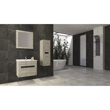 Aquanil Viejo 85 Cm Banyo Dolabi Rustik Antrasit Aquanil Fiyati