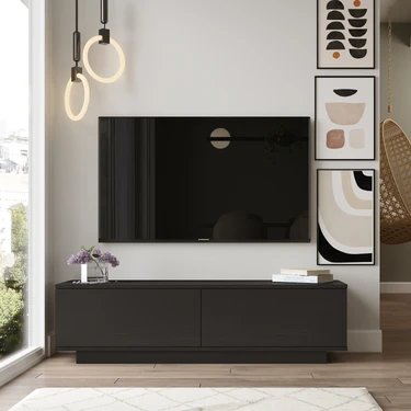 L'occi Concept Hope Tv 140 cm Kapaklı Ünitesi Sehpası Ağaç Dokulu Siyah
