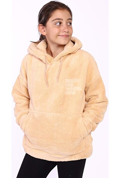 Toontoy Kids Toontoy Kız Çocuk Nakışlı Kanguru Cepli Peluş Sweatshirt