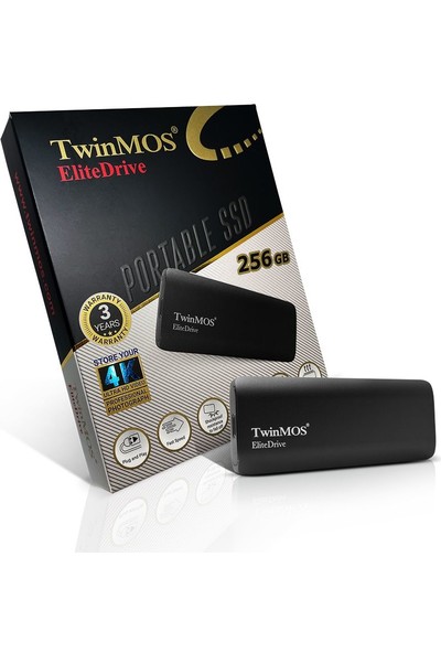 TwinMOS 256GB Taşınabilir External SSD USB 3.2/Type-C Dark Grey (PSSDEGBMED32)