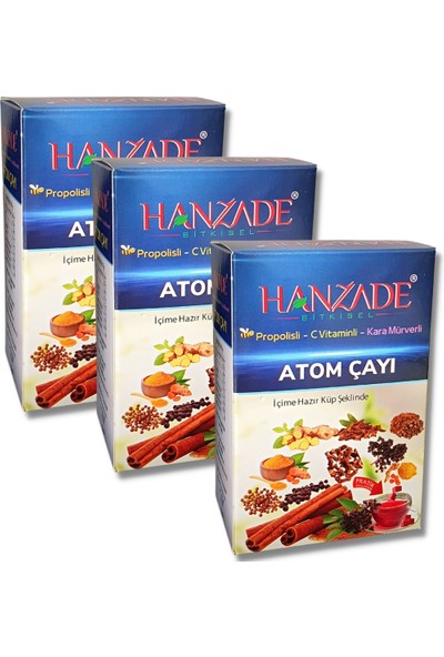 Hanzade Bitkisel Propolisli - C Vitaminli - Kara Mürverli Atom Çayı 150 gr x 3 Adet
