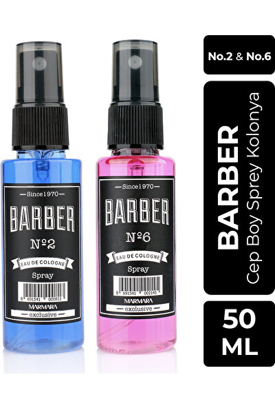 Barber Marmara Barber 50ML Sprey No.2 ve No.6 Kolonya Seti