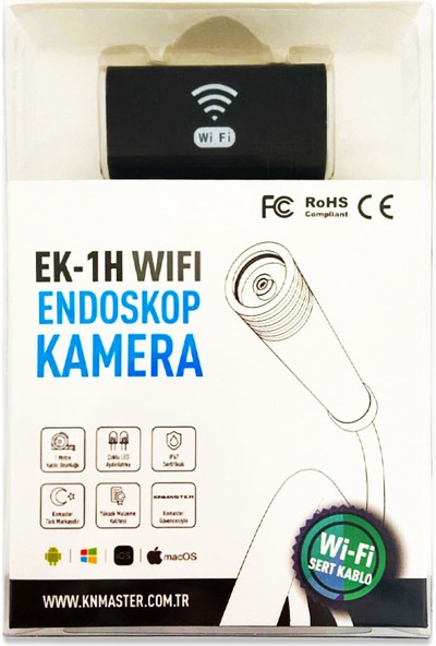 Knmaster Ek-1h Wifi 1m Sert Kablo Endoskop Yılan Kamera + APARATLAR