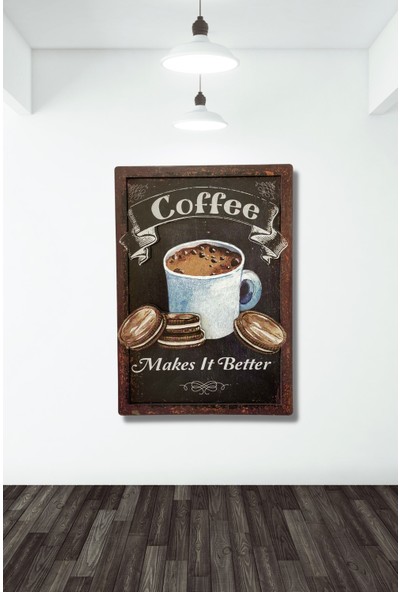 Nt Handmade 3 Boyutlu Ahşap Tablo - Coffee Makes It Better Mutfak Cafe Için 3D Görünümlü Mdf Duvar Dekoru 20 x 30 cm