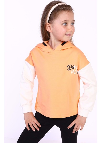 Toontoy Kız Çocuk Kapüşonlu Blok Renkli Sweatshirt