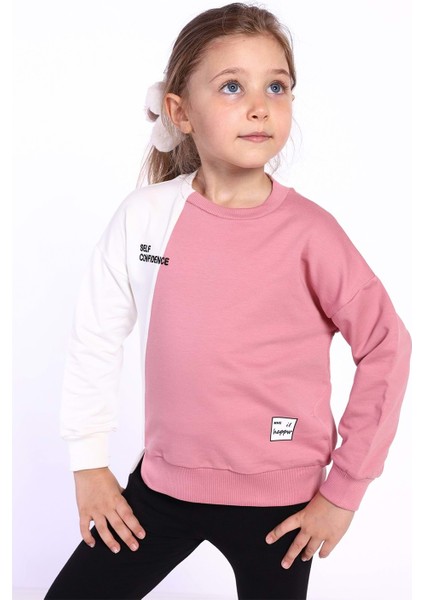 Toontoy Kız Çocuk Blok Kesikli Sweatshirt