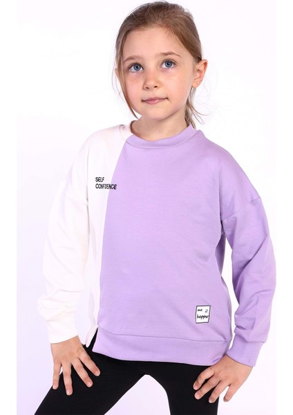 Toontoy Kız Çocuk Blok Kesikli Sweatshirt
