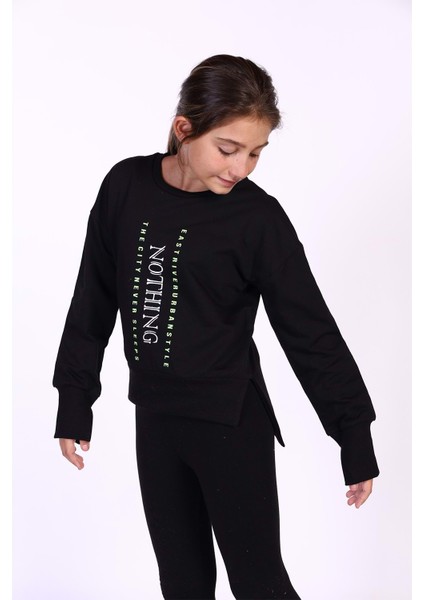 Toontoy Kız Çocuk Nakış Detaylı Sweatshirt