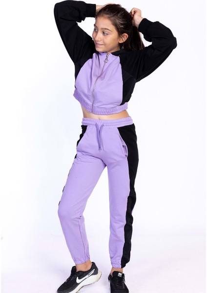 Toontoy Kız Çocuk Blok Renkli Eşofman Takımı