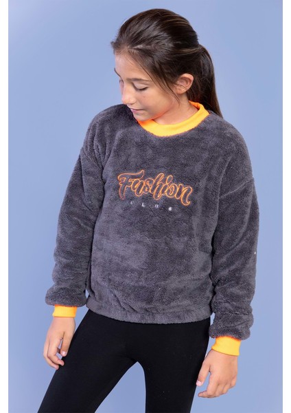 Toontoy Kız Çocuk Nakışlı Peluş Sweatshirt
