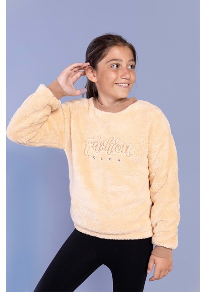 Toontoy Kız Çocuk Nakışlı Peluş Sweatshirt
