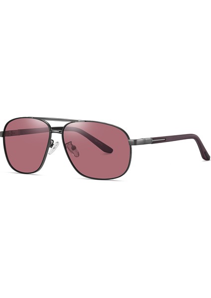 Erkek Aviator Polarize Güneş Gözlüğü Büyük Boy Kare Metal Çerçeve (Yurt Dışından)