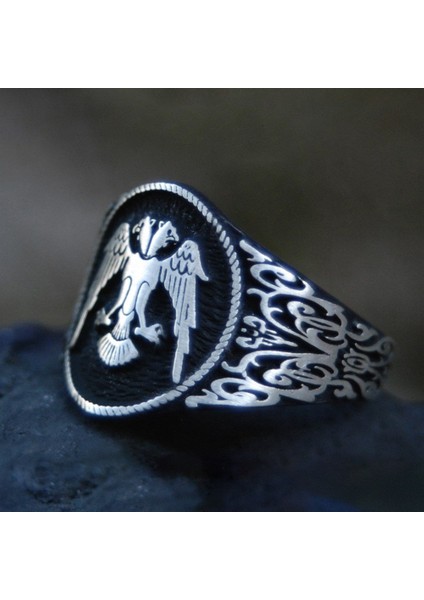 Çift Başlı Selçuklu Kartalı Gümüş Erkek Yüzük fiyatları