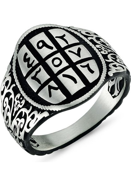 Oval Ebced Hesabı Gümüş Erkek Yüzük