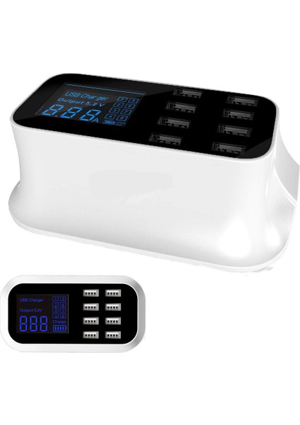 LCD Ekranlı 8 Port USB Hızlı Şarj Ünitesi