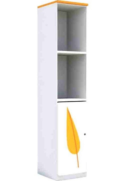 1 Kapaklı 2 Raflı Çocuk Odası Beyaz Dolap Sonbahar Temalı