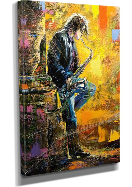 DEKORATIF24 Rengarenk Müzik Aleti Çalan Adam Canvas Tablo