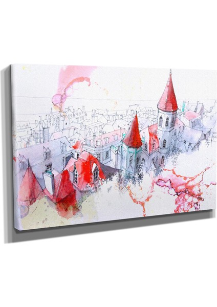 Dekoratif Tasarım4 Çizim Şato Canvas Tablo