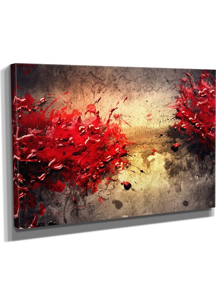 DEKORATIF39 Yağlı Boya Kırmızı Paint Splash Canvas Tablo