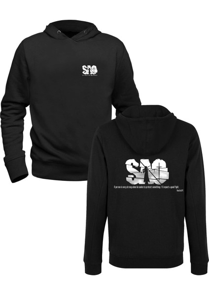 Sword Art Online Resimli Baskılı Siyah Ön Arka Çocuk Baskılı Sweatshirt