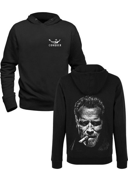 Arnold Schwarzenegger Baskılı Siyah Ön Arka Çocuk Baskılı Sweatshirt
