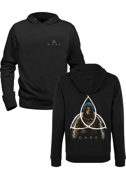 Dark Dijital Baskılı Siyah Ön Arka Çocuk Baskılı Sweatshirt