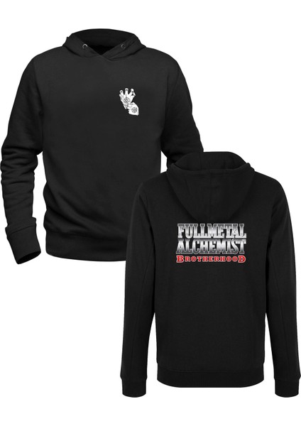 Fullmetal Alchemist Baskılı Siyah Ön Arka Çocuk Baskılı Sweatshirt
