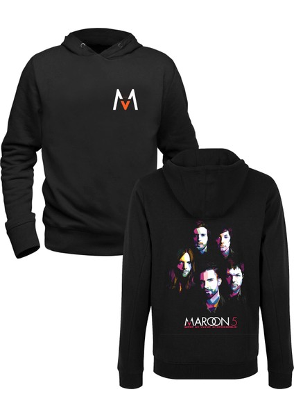 Maroon 5 Baskılı Siyah Ön Arka Çocuk Baskılı Sweatshirt