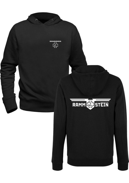 Rammstein Baskılı Siyah Ön Arka Çocuk Baskılı Sweatshirt