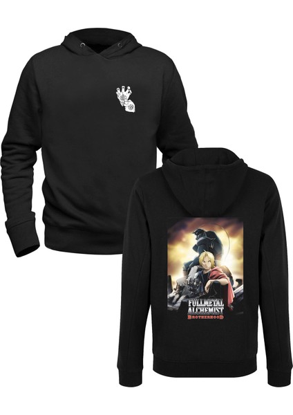 Fullmetal Alchemist Resim Baskılı Siyah Ön Arka Çocuk Baskılı Sweatshirt