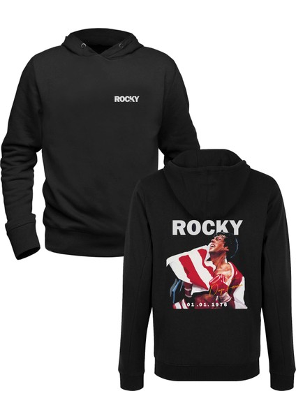 Rocky Balboa Dijital Baskılı Siyah Ön Arka Çocuk Baskılı Sweatshirt