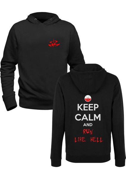 Hitman Resim Baskılı Siyah Ön Arka Çocuk Baskılı Sweatshirt