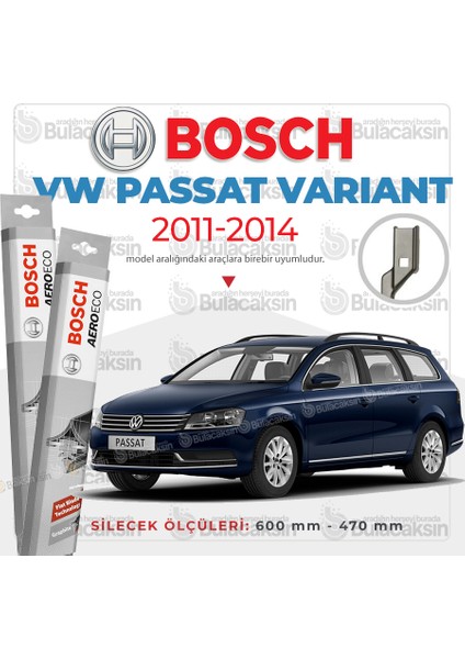 Volkswagen Passat Variant Muz Silecek Takımı (2011-2014) Bosch Aeroeco