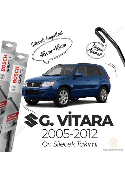 Suzuki Grand Vitara Muz Silecek Takımı (2005-2012) Bosch Aeroeco