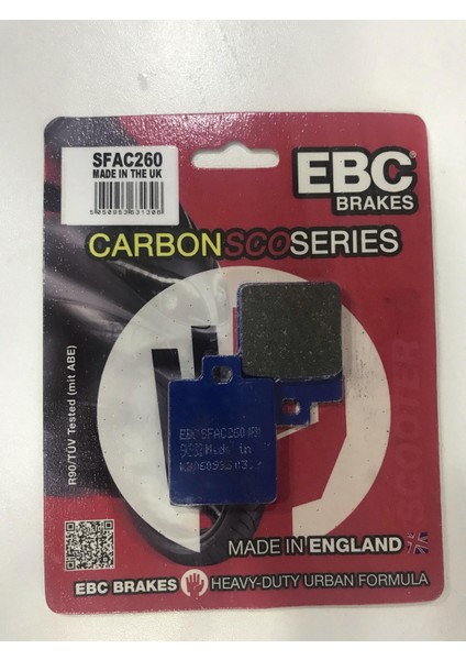 Carbon Fren Balatası Sfac260 Ön Pıaggıo Vespa Et4 Lx Mp3 Lıbe