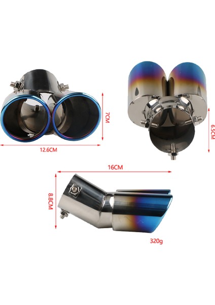 Oto Araba Egzoz Kuyruk Boru Sonu 63MM Dayanıklı Profesyonel Bend Izgara Mavi (Yurt Dışından) indirimleri