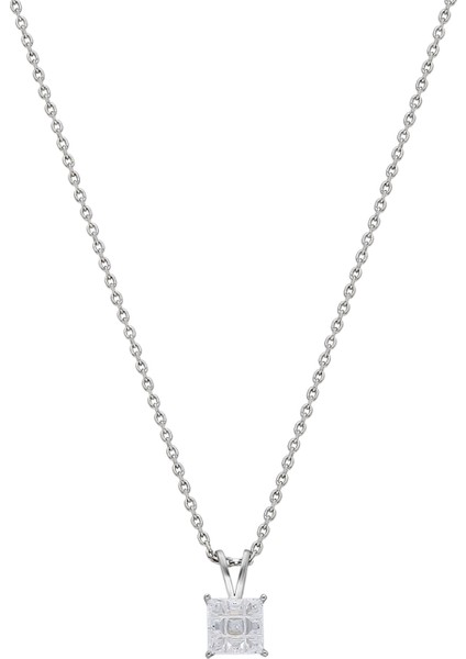 Kare Kesim 18 Ayar Beyaz Altın Kaplama 40 cm Gümüş Minimal Kolye