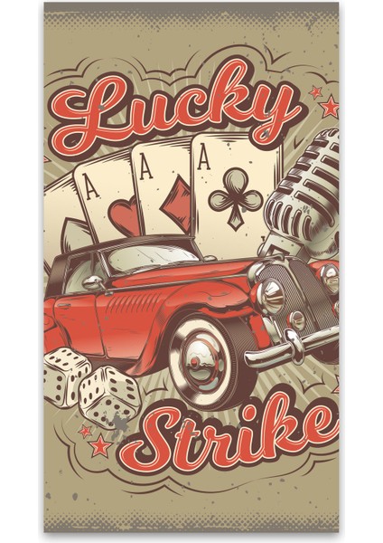 Grafilli Design Lucky Strike  Retro 12X22 cm Ahşap Poster