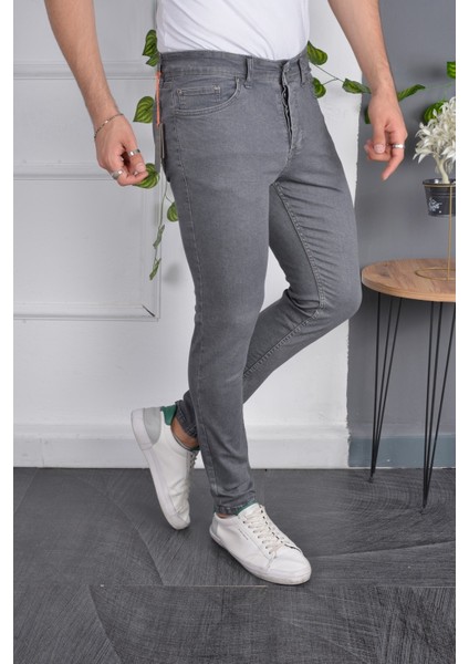 Erkek Jeans Skinny Fit Likralı Antrasit Gri Dar Paça Kot Pantolon fiyatları