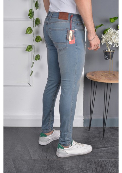 Erkek Jeans Slim Fit Likralı Mavi Dar Kesim Tırnaklı Kot Pantolon fiyatları
