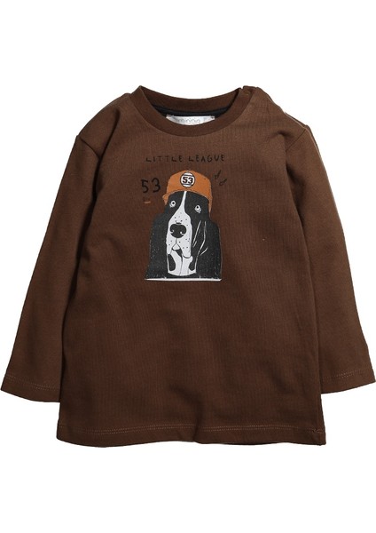 Erkek Bebek Yaka Çıtçıtlı Baskılı Uzun Kollu T-Shirt (9 Ay - 4 Yaş )